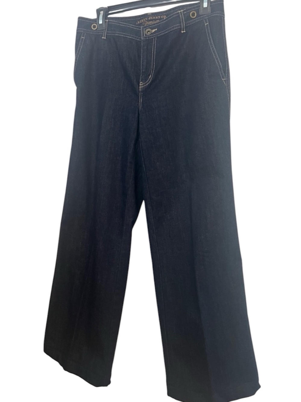 Lauren Jeans Premium Co. Dark Wide-Leg Denim trouser jeans Contrast Stitching 4